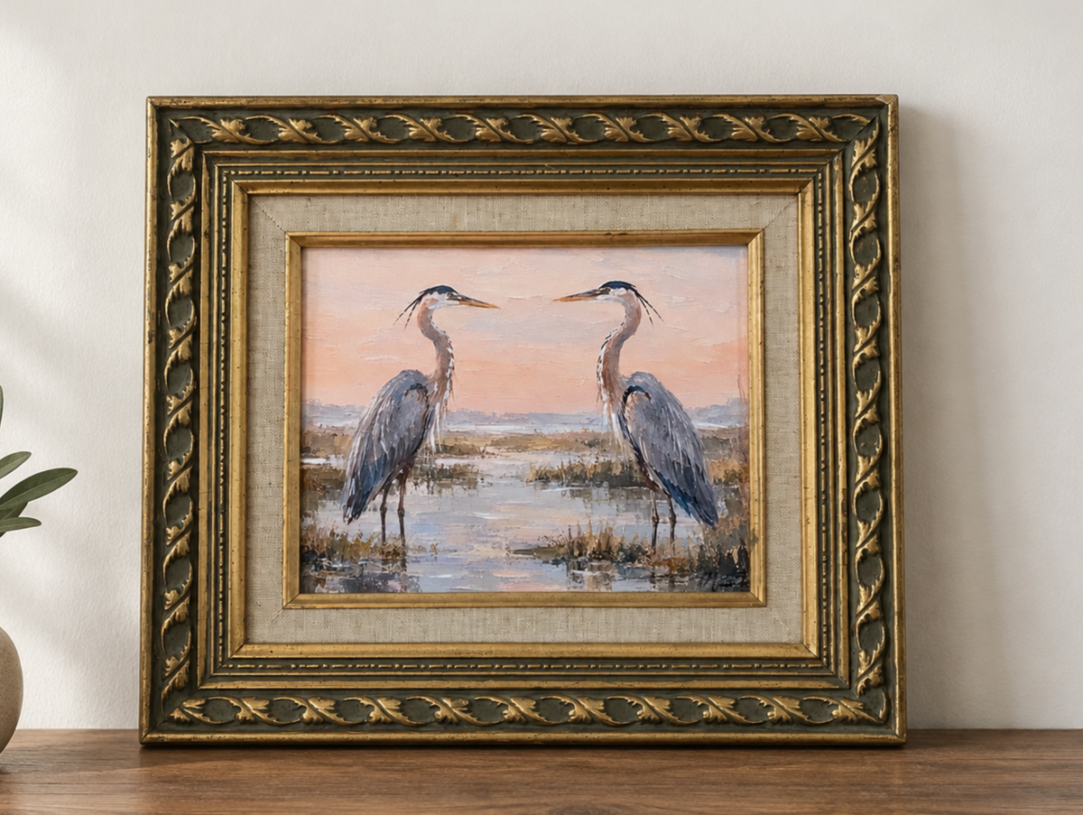 Herons at Dusk | Original Canvas Print