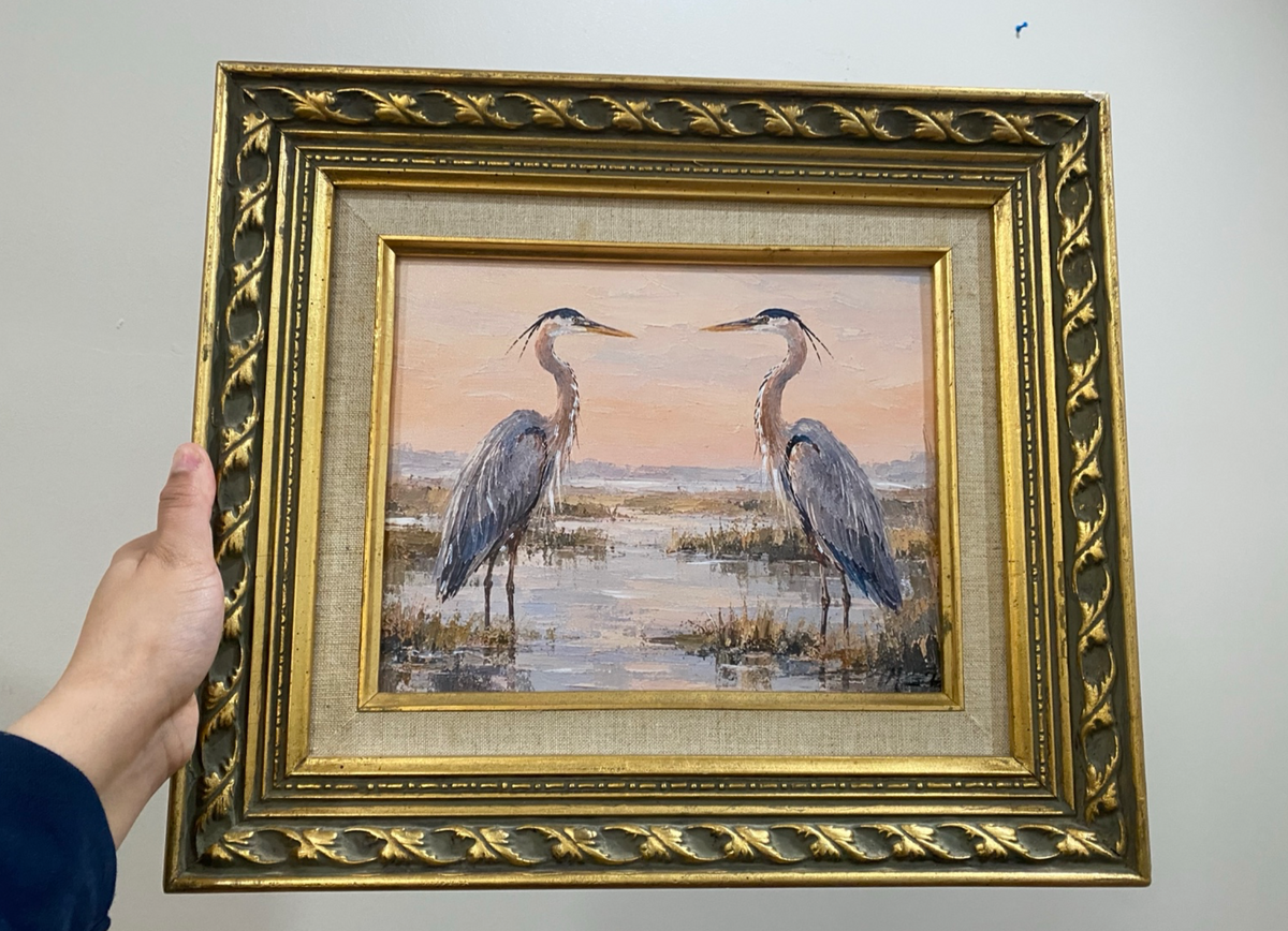 Herons at Dusk | Original Canvas Print