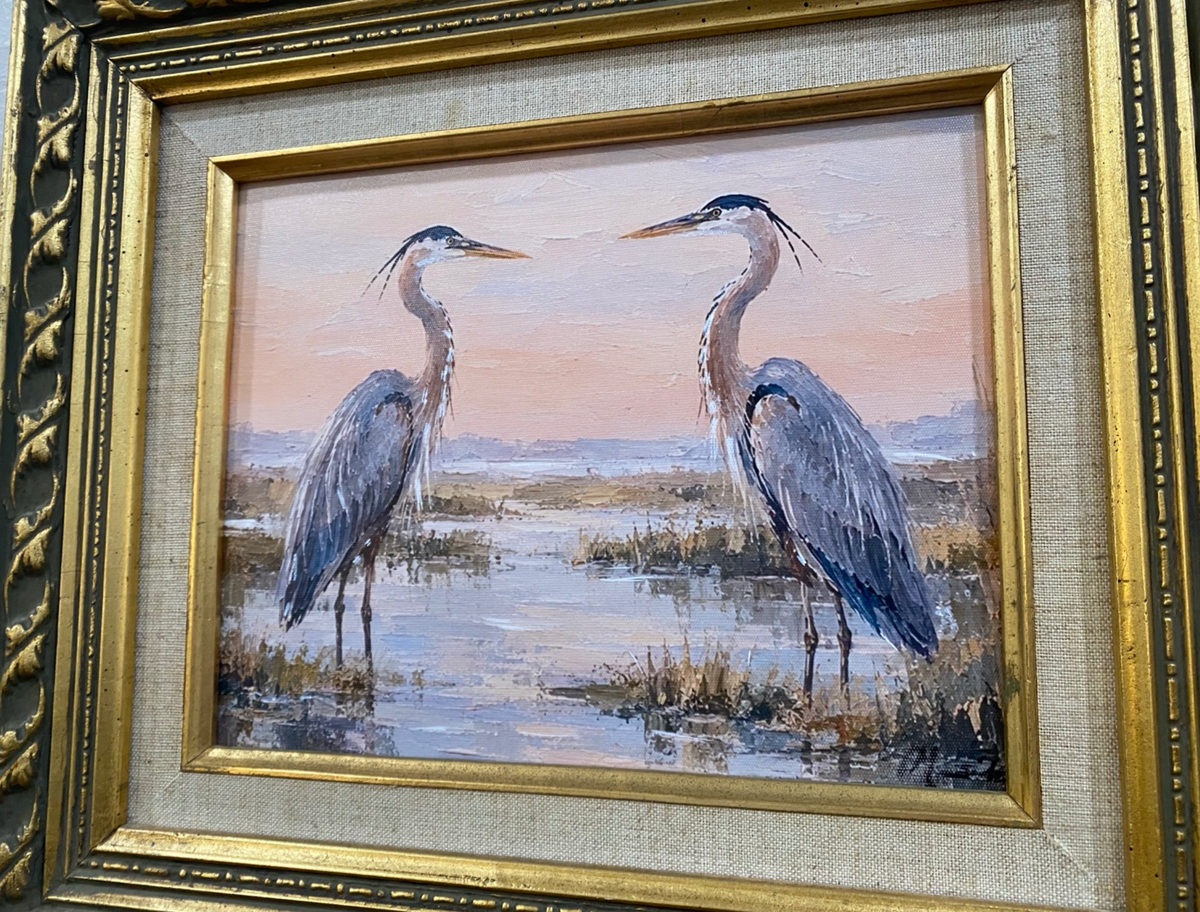Herons at Dusk | Original Canvas Print